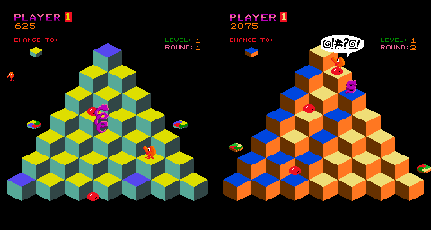 Q*bert Level 1 und 2